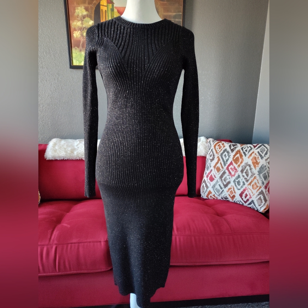 Sexy dress by Kourr  XSmall Black with gold and silver lurex
